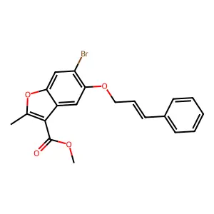 methyl 6-bromo-2-methyl-5-{[(2E)-3-phenylprop-2-en-1-yl]oxy}-1-benzofuran-3-carboxylate structure