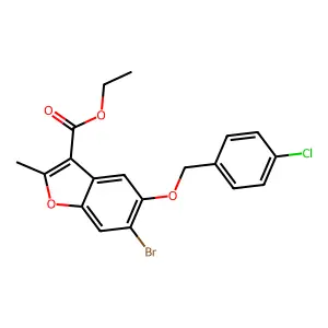 Ethyl 6-bromo-5-[(4-chlorophenyl)methoxy]-2-methyl-1-benzofuran-3-carboxylate structure