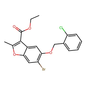 Ethyl 6-bromo-5-[(2-chlorophenyl)methoxy]-2-methyl-1-benzofuran-3-carboxylate structure