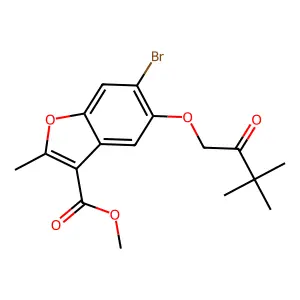 Methyl 6-bromo-5-(3,3-dimethyl-2-oxobutoxy)-2-methyl-1-benzofuran-3-carboxylate structure