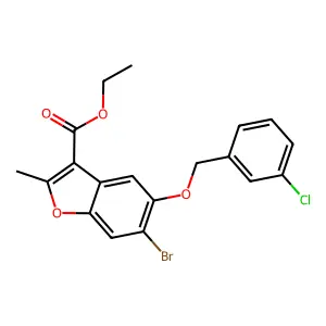 Ethyl 6-bromo-5-[(3-chlorophenyl)methoxy]-2-methyl-1-benzofuran-3-carboxylate structure