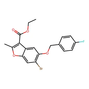 Ethyl 6-bromo-5-[(4-fluorophenyl)methoxy]-2-methyl-1-benzofuran-3-carboxylate structure