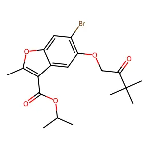 propan-2-yl 6-bromo-5-(3,3-dimethyl-2-oxobutoxy)-2-methyl-1-benzofuran-3-carboxylate structure
