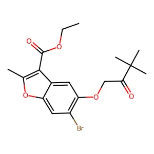Ethyl 6-bromo-5-(3,3-dimethyl-2-oxobutoxy)-2-methyl-1-benzofuran-3-carboxylate structure