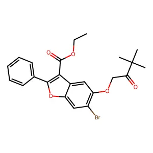 Ethyl 6-bromo-5-(3,3-dimethyl-2-oxobutoxy)-2-phenyl-1-benzofuran-3-carboxylate structure