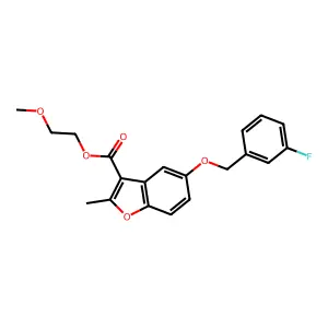 2-Methoxyethyl 5-((3-fluorobenzyl)oxy)-2-methylbenzofuran-3-carboxylate structure