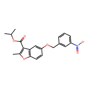 Isopropyl 2-methyl-5-((3-nitrobenzyl)oxy)benzofuran-3-carboxylate structure