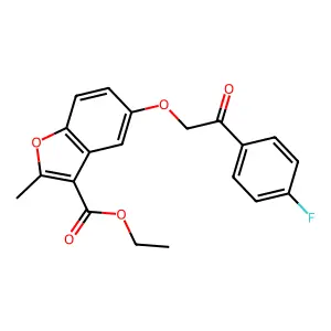 Ethyl 5-[2-(4-fluorophenyl)-2-oxoethoxy]-2-methyl-1-benzofuran-3-carboxylate structure