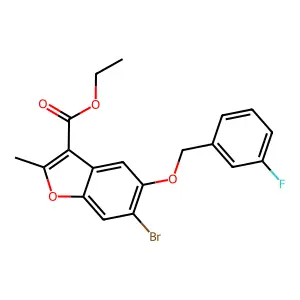 Ethyl 6-bromo-5-[(3-fluorophenyl)methoxy]-2-methyl-1-benzofuran-3-carboxylate structure