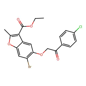 ethyl 6-bromo-5-[2-(4-chlorophenyl)-2-oxoethoxy]-2-methyl-1-benzofuran-3-carboxylate structure