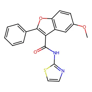 5-methoxy-2-phenyl-N-(1,3-thiazol-2-yl)-1-benzofuran-3-carboxamide structure