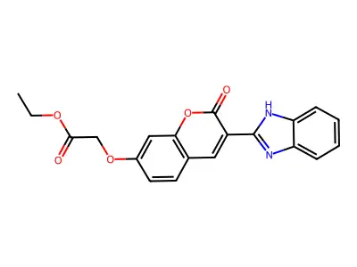 ethyl 2-((3-(1H-benzo[d]imidazol-2-yl)-2-oxo-2H-chromen-7-yl)oxy)acetate structure