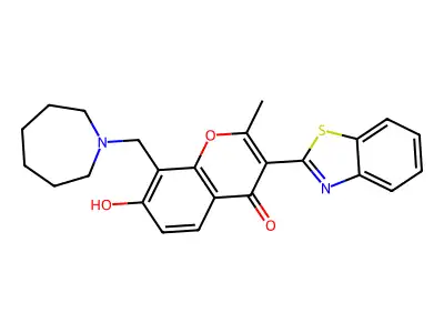 8-[(azepan-1-yl)methyl]-3-(1,3-benzothiazol-2-yl)-7-hydroxy-2-methyl-4H-chromen-4-one structure