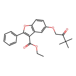 Ethyl 5-(3,3-dimethyl-2-oxobutoxy)-2-phenyl-1-benzofuran-3-carboxylate structure