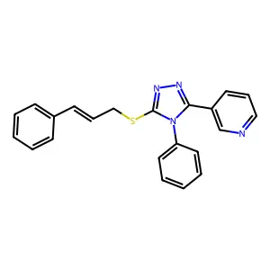 (E)-3-(5-(cinnamylthio)-4-phenyl-4H-1,2,4-triazol-3-yl)pyridine structure