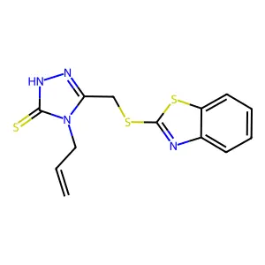 4-allyl-3-((benzo[d]thiazol-2-ylthio)methyl)-1H-1,2,4-triazole-5(4H)-thione structure