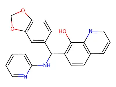 7-(Benzo[d][1,3]dioxol-5-yl(pyridin-2-ylamino)methyl)quinolin-8-ol structure