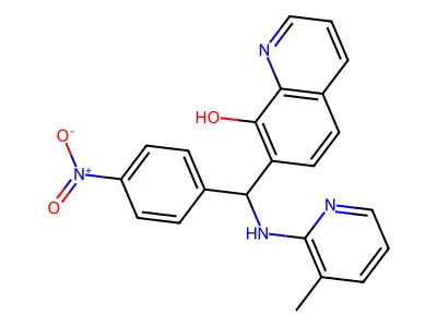 7-(((3-Methylpyridin-2-yl)amino)(4-nitrophenyl)methyl)quinolin-8-ol structure