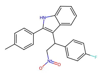 3-[1-(4-fluorophenyl)-2-nitroethyl]-2-(4-methylphenyl)-1H-indole structure