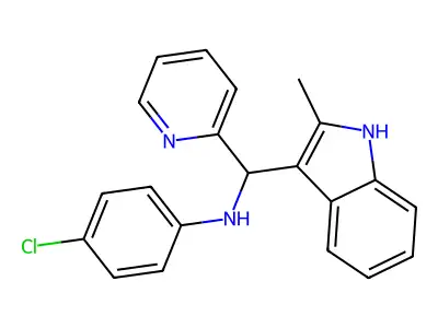 4-chloro-N-[(2-methyl-1H-indol-3-yl)(pyridin-2-yl)methyl]aniline structure