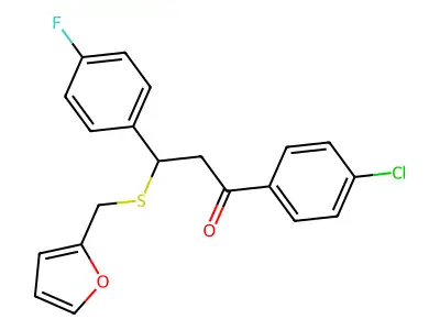 1-(4-Chlorophenyl)-3-(4-fluorophenyl)-3-(2-furylmethylthio)propan-1-one structure