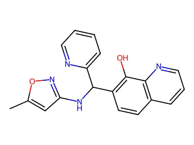 7-{[(5-Methyl-1,2-oxazol-3-yl)amino](pyridin-2-yl)methyl}quinolin-8-ol structure