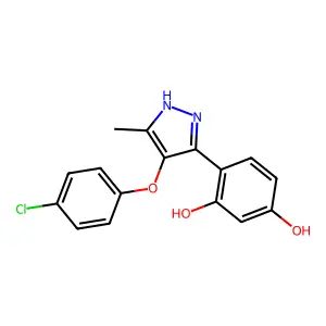 4-[4-(4-chlorophenoxy)-5-methyl-1H-pyrazol-3-yl]-1,3-benzenediol structure