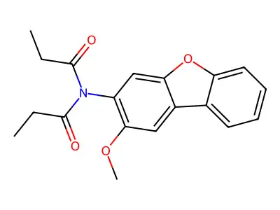 N-(2-Methoxy-dibenzofuran-3-yl)-N-propionyl-propionamide structure
