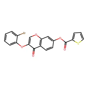 3-(2-bromophenoxy)-4-oxo-4H-chromen-7-yl thiophene-2-carboxylate structure