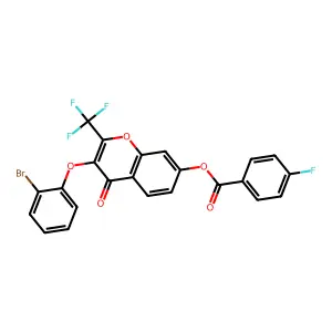 3-(2-bromophenoxy)-4-oxo-2-(trifluoromethyl)-4H-chromen-7-yl 4-fluorobenzoate structure