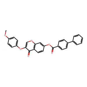 3-(4-methoxyphenoxy)-4-oxo-4H-chromen-7-yl [1,1'-biphenyl]-4-carboxylate structure