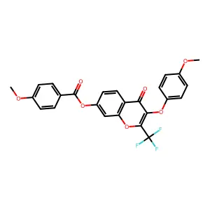 3-(4-methoxyphenoxy)-4-oxo-2-(trifluoromethyl)-4H-chromen-7-yl 4-methoxybenzoate structure