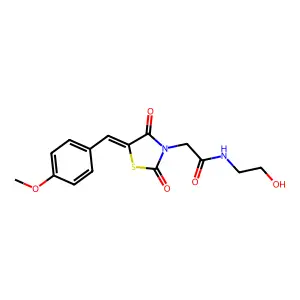N-(2-hydroxyethyl)-2-[(5E)-5-(4-methoxybenzylidene)-2,4-dioxo-1,3-thiazolidin-3-yl]acetamide structure