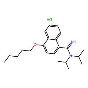 1-Naphthamidine, N,N-diisopropyl-4-(pentyloxy)-, monohydrochloride structure