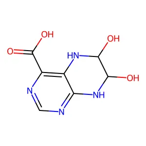 6,7-Dihydroxy-5,6,7,8-tetrahydropteridine-4-carboxylic acid structure