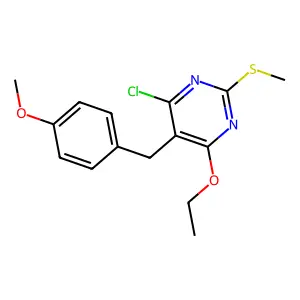 4-Chloro-6-ethoxy-5-[(4-methoxyphenyl)methyl]-2-methylsulfanylpyrimidine structure