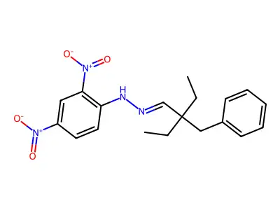 N-[(2-benzyl-2-ethylbutylidene)amino]-2,4-dinitroaniline structure