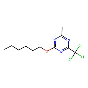 2-Hexoxy-4-methyl-6-(trichloromethyl)-1,3,5-triazine structure