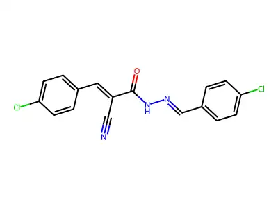 3-(4-chlorophenyl)-N-[(4-chlorophenyl)methylideneamino]-2-cyanoprop-2-enamide structure
