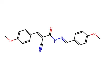 2-cyano-3-(4-methoxyphenyl)-N-[(4-methoxyphenyl)methylideneamino]prop-2-enamide structure
