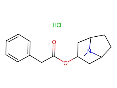8-Methyl-8-azabicyclo(3.2.1)octan-3-yl phenylacetate--hydrogen chloride (1/1) structure