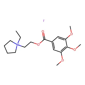 1-Ethyl-1-(2-((3,4,5-trimethoxybenzoyl)oxy)ethyl)pyrrolidin-1-ium iodide structure