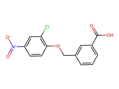 3-((2-Chloro-4-nitrophenoxy)methyl)benzoic acid structure