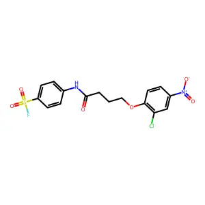 Benzenesulfonylfluoride, 4-[[4-(2-chloro-4-nitrophenoxy)-1-oxobutyl]amino]- structure