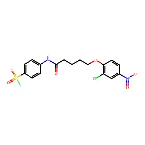 Benzenesulfonylfluoride, 4-[[5-(2-chloro-4-nitrophenoxy)-1-oxopentyl]amino]- structure