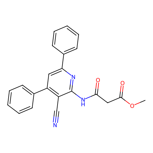 Methyl 3-[(3-cyano-4,6-diphenylpyridin-2-yl)amino]-3-oxopropanoate structure