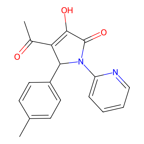 4-acetyl-3-hydroxy-5-(4-methylphenyl)-1-(2-pyridinyl)-1,5-dihydro-2H-pyrrol-2-one structure