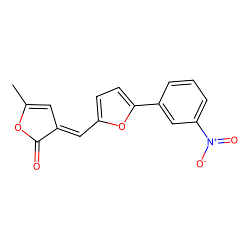 (E)-5-methyl-3-((5-(3-nitrophenyl)furan-2-yl)methylene)furan-2(3H)-one structure