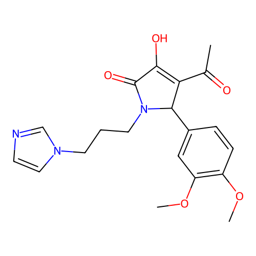 4-acetyl-5-(3,4-dimethoxyphenyl)-3-hydroxy-1-[3-(1H-imidazol-1-yl)propyl]-1,5-dihydro-2H-pyrrol-2-one structure