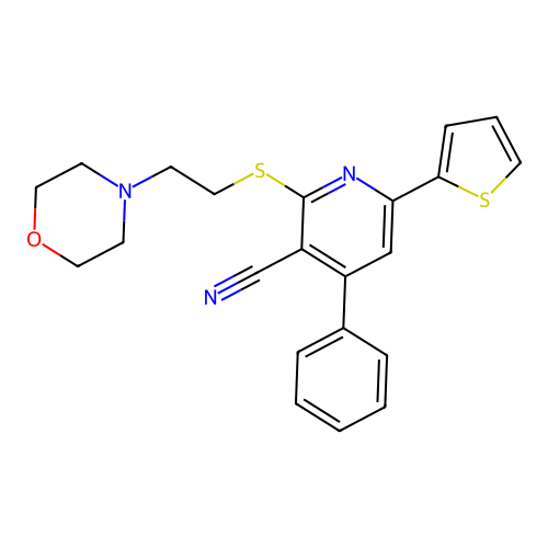2-(2-Morpholin-4-ylethylthio)-4-phenyl-6-(2-thienyl)pyridine-3-carbonitrile structure